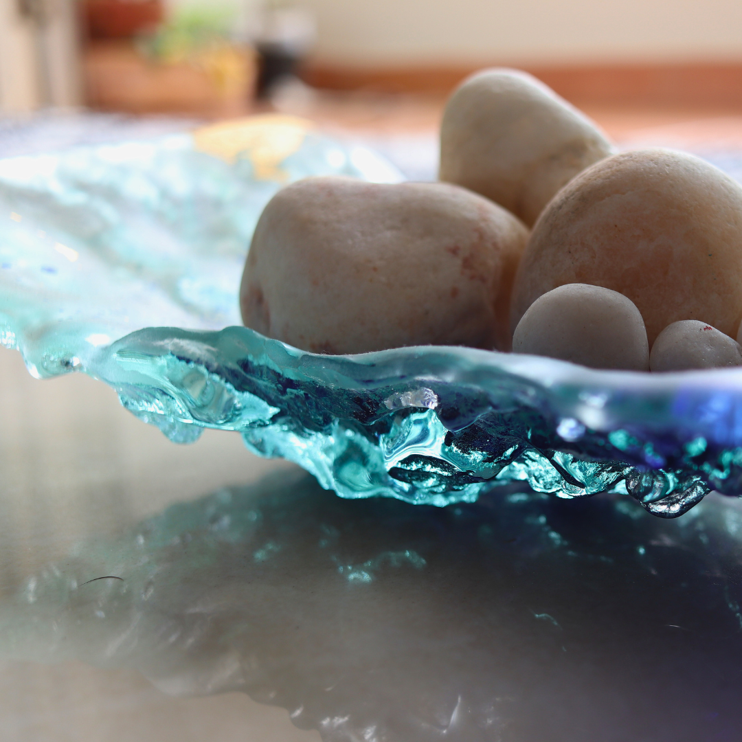 Blue Wave Centerpiece/ Glass Platter