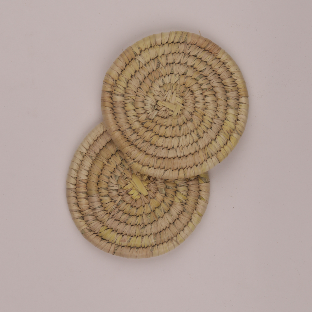 Handwoven Golden Grass Coasters - Set of 2 & 4