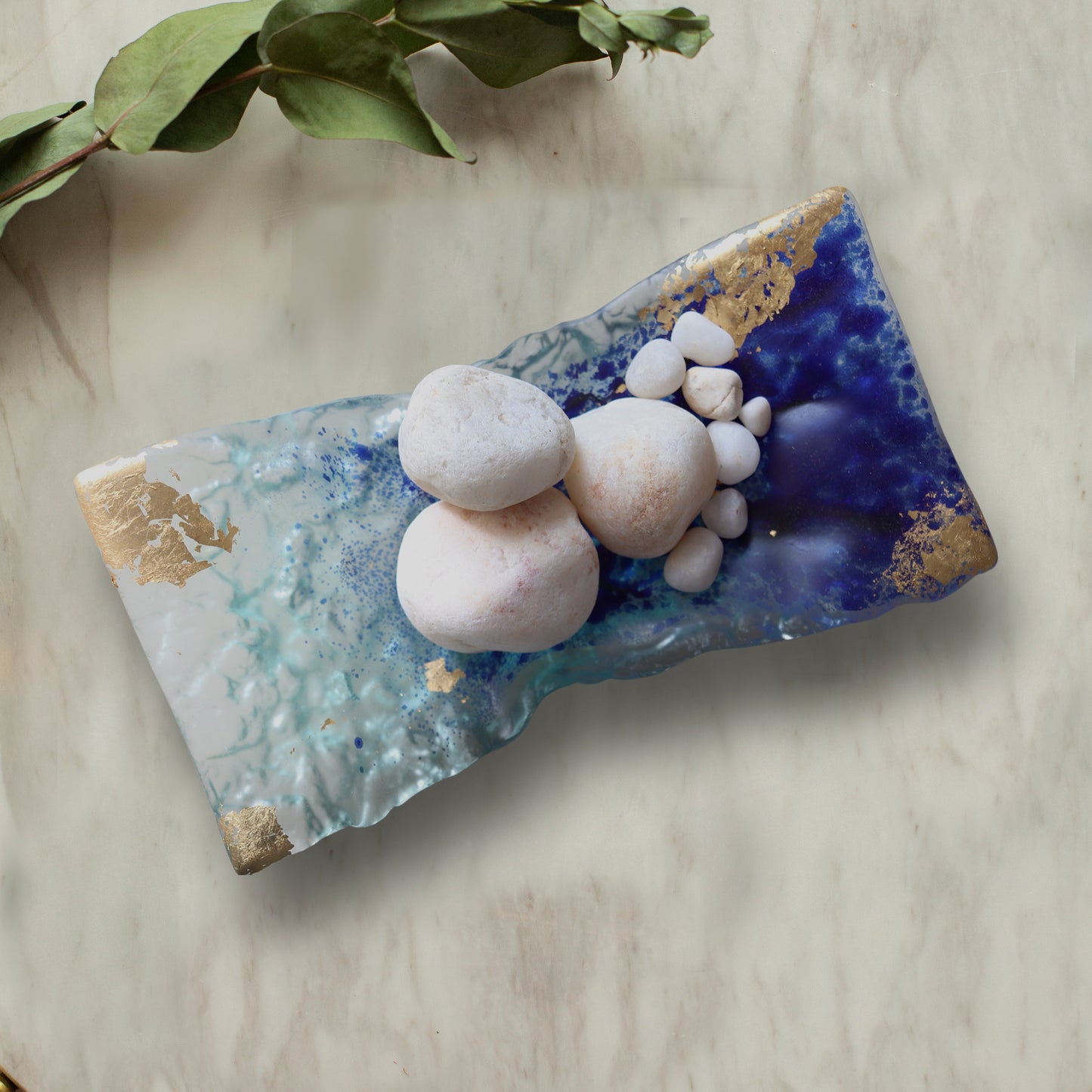 Blue Wave Centerpiece/ Glass Platter