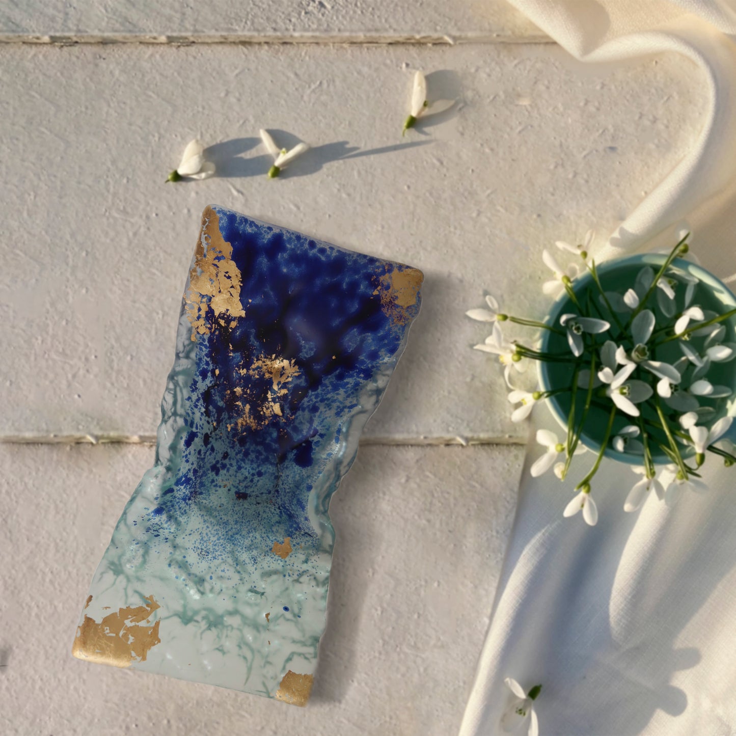 Blue Wave Centerpiece/ Glass Platter