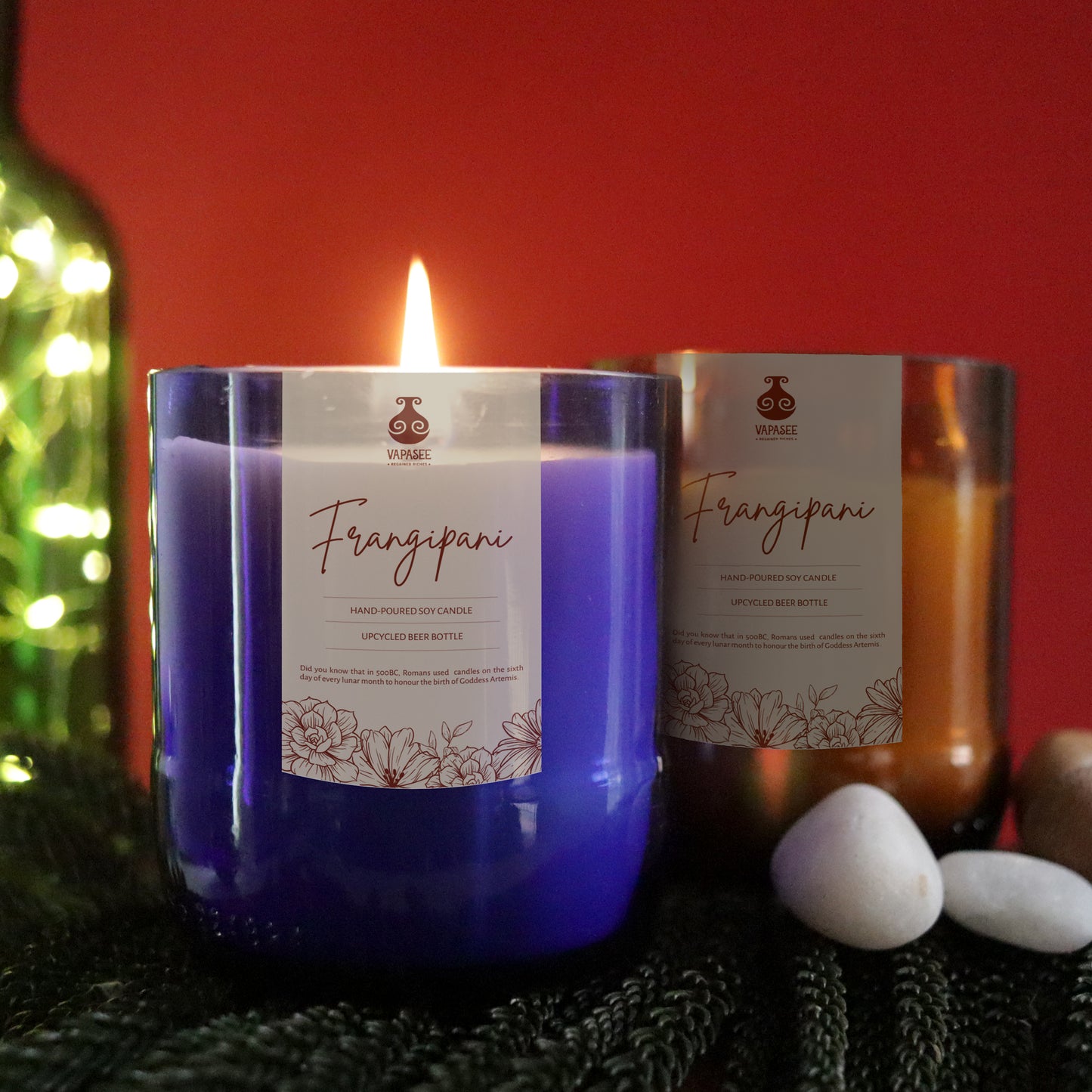 Upcycled Beer Bottle Frangipani Soy Candle