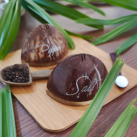 Coconut Shell Salt & Pepper Shakers/ Dispenser